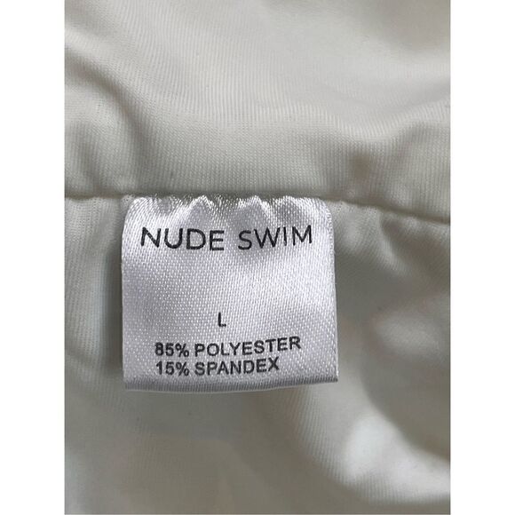 NUDE SWIM DEEP PLUNGE SELF TIE ONE PIECE IVORY CREAM SWIMSUIT NWOT LARGE - Picture 6 of 15